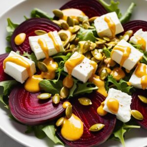 1 12 Sałatka z pieczonym burakiem, rukolą i serem kozim