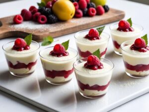 1 24 deser z musem malinowym i białą czekoladą