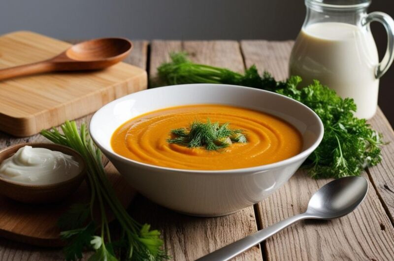 Zupa marchewkowo-imbirowa z chrupiącymi grzankami