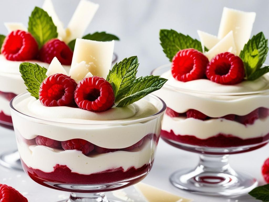 deser z musem malinowym i białą czekoladą