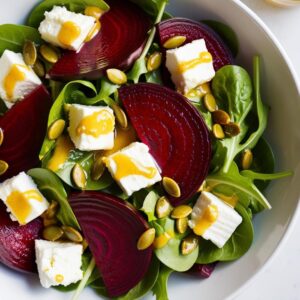 3 10 Sałatka z pieczonym burakiem, rukolą i serem kozim