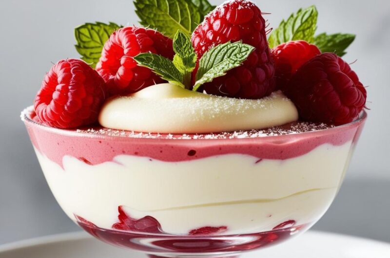 Deser z musem malinowym i białą czekoladą