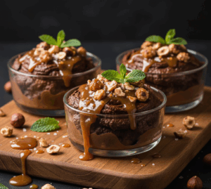 Mus czekoladowy z karmelizowanymi orzechami i solonym karmelem Mus czekoladowy z karmelizowanymi orzechami i solonym karmelem