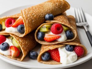 Nalesniki pelnoziarniste z owocami i jogurtem Naleśniki pełnoziarniste