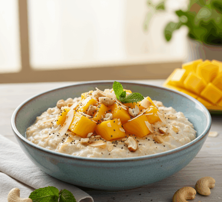 Owsianka z mango i orzechami