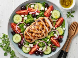 Salatka grecka z kurczakiem Sałatka grecka z kurczakiem