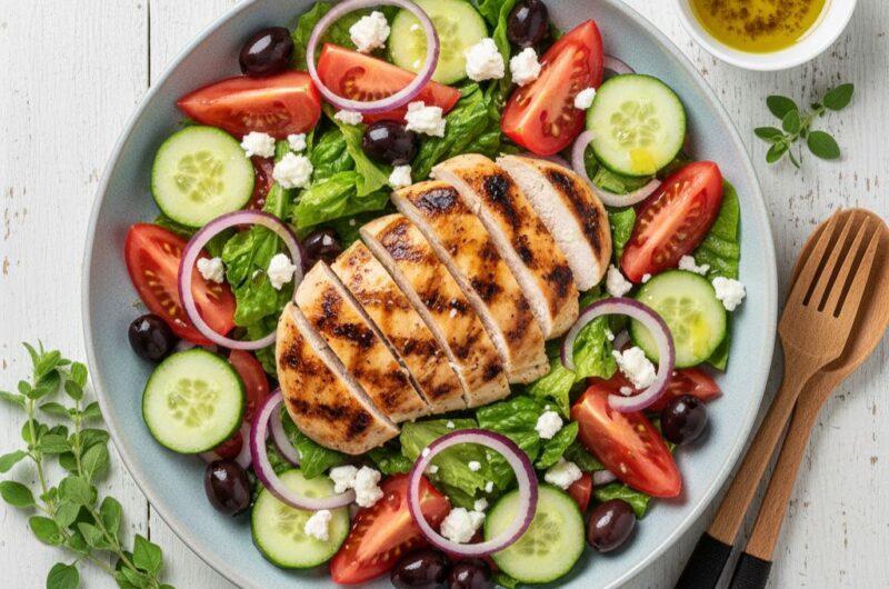 Sałatka grecka z grillowanym kurczakiem