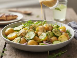 Salatka z mlodymi ziemniakami ogorkiem i koperkiem 3 Sałatka z młodymi ziemniakami, ogórkiem i koperkiem