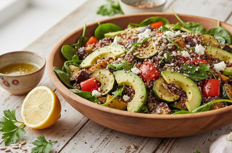 Sałatka z Quinoa, Awokado i Pieczonymi Warzywami