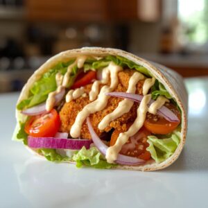 Wrap z panierowanym kurczakiem Wrap z panierowanym kurczakiem