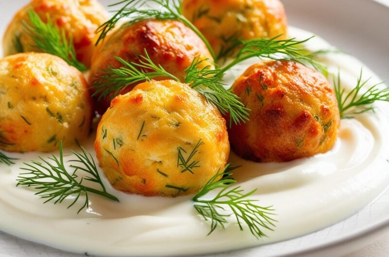 Pieczone kulki serowe z brokułem i czosnkiem