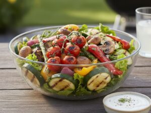 grillowane warzywa z sosem jogurtowym