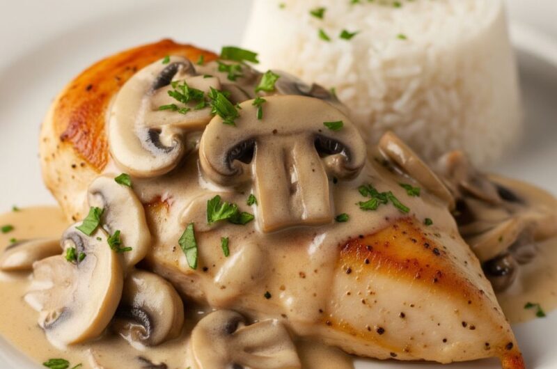 Aromatyczny kurczak w sosie pieczarkowym