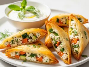 pierozki z filo z warzywami pierożki z ciasta filo z warzywami i feta