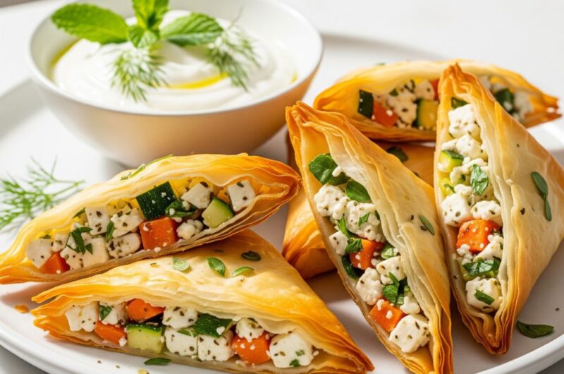 Chrupiące warzywne pierożki w cieście filo