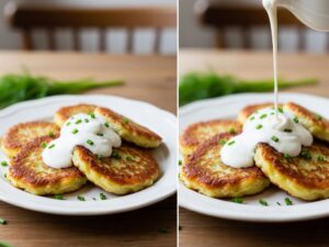 placki ziemniaczane polewane sosem