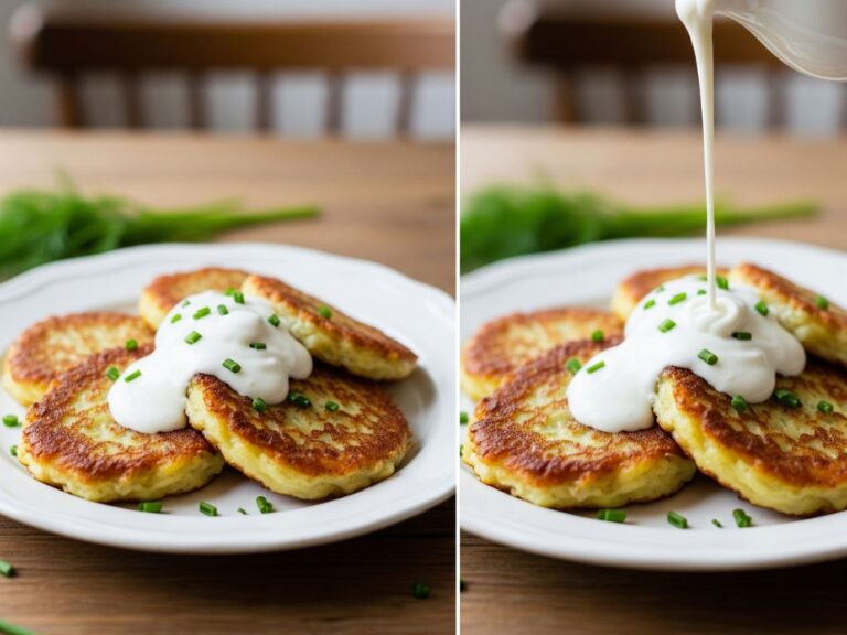 placki ziemniaczane polewane sosem