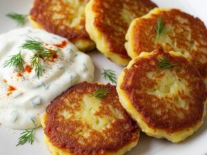 Placki ziemniaczane z sosem jogurtowym