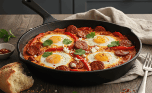 szakszuka z chorizo 1 Szakszuka z Chorizo i Papryką