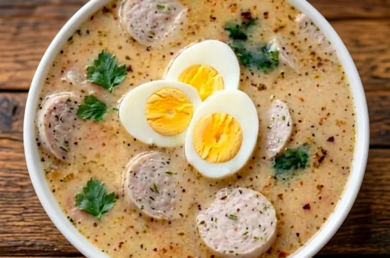 Tradycyjny Żurek na Zakwasie z Białą Kiełbasą i Jajkiem