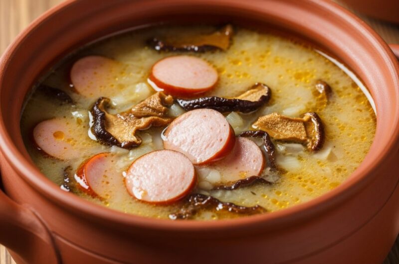 Tradycyjny Żurek na Zakwasie z Białą Kiełbasą i Jajkiem