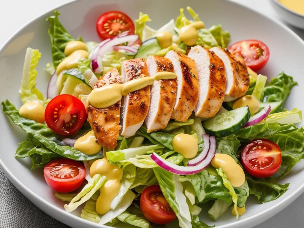 Sałatka z kurczakiem z musztardowym dressingu