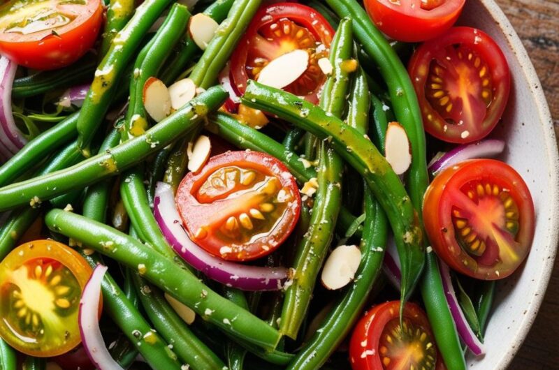 Sałatka z fasoli szparagowej i pomidorków koktajlowych