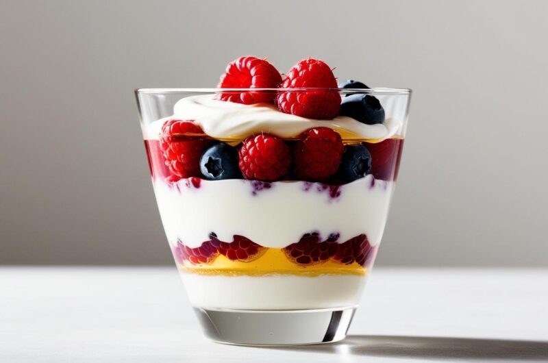 Deser jogurtowy z owocami leśnymi i miodem