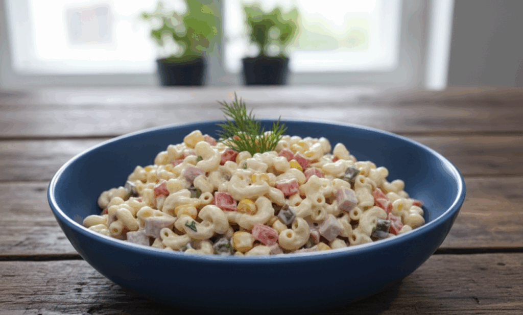 Domowa sałatka makaronowa z szynką i warzywami