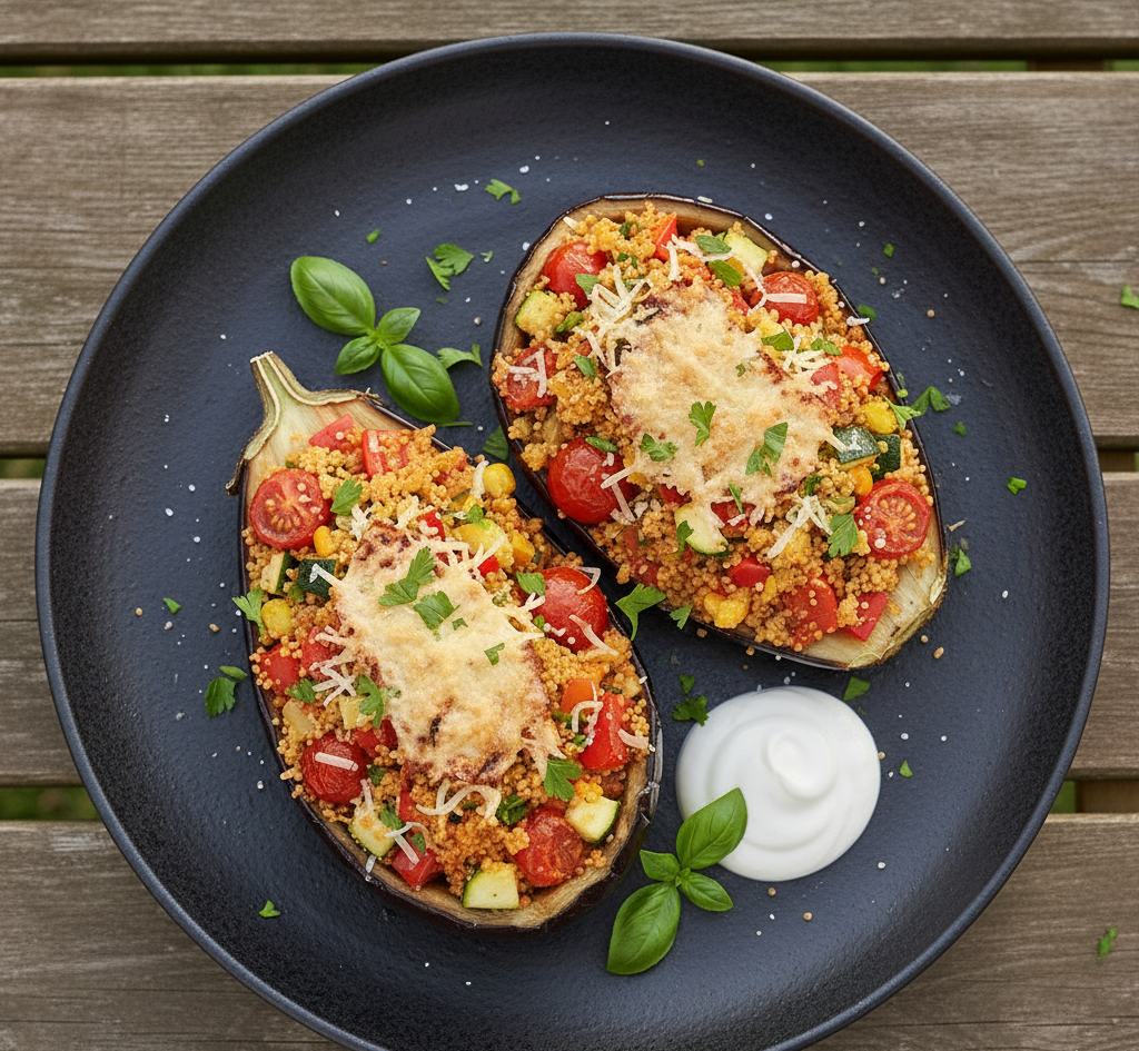 Grillowany baklazany faszerowany kuskusem1 Grillowane bakłażany faszerowane kuskusem