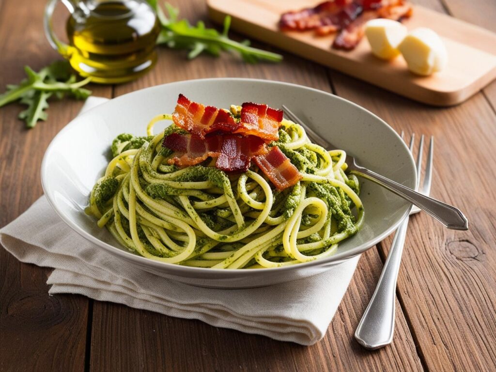 makaron z pesto z rukoli