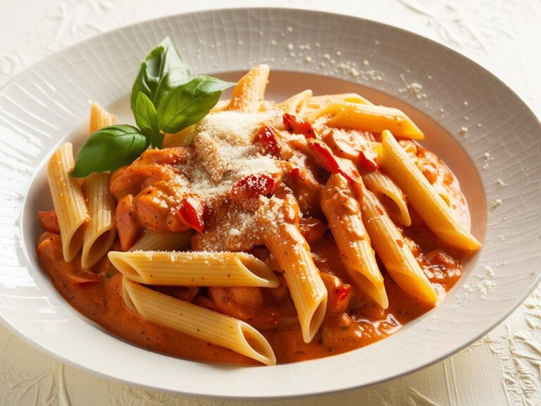 Makaron w sosie z pieczonej papryki