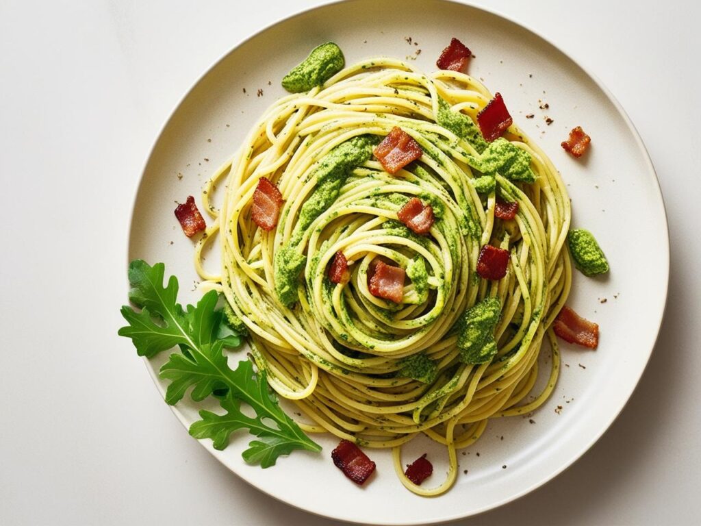 makaron z pesto z rukoli