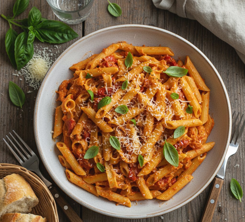 Makaron w sosie z pieczonej papryki Makaron w sosie z pieczonej papryki