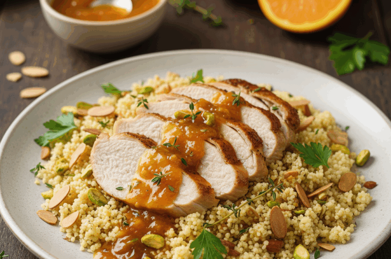 Pierś z indyka z kuskusem i sosem pomarańczowym