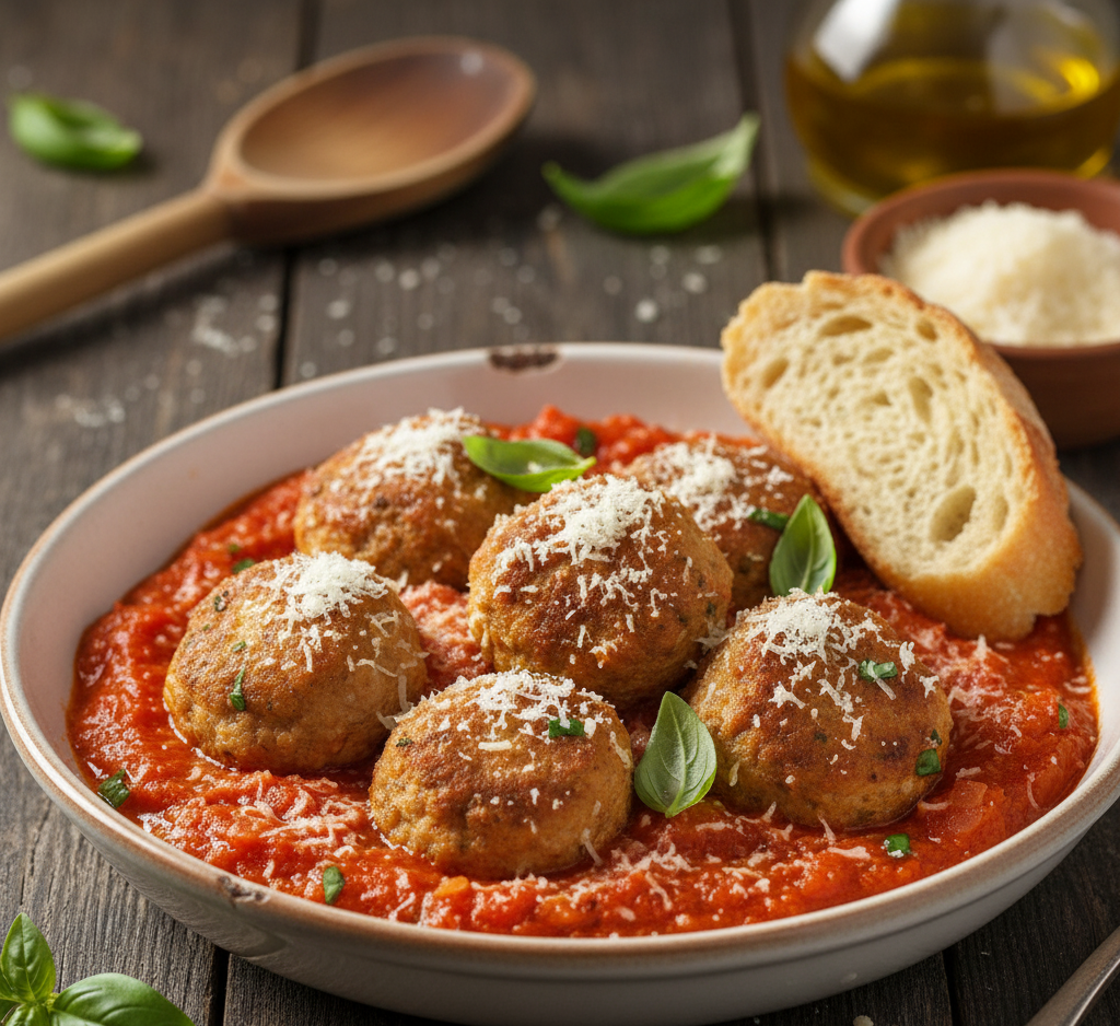 Polpettine di Ricotta – Mini klopsiki z ricotty i parmezanu w sosie pomidorowym Mini klopsiki z ricotty i parmezanu