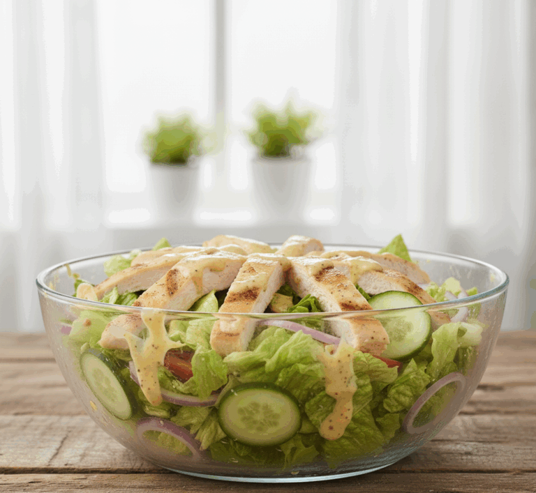 Sałatka z kurczakiem i dressingiem musztardowym