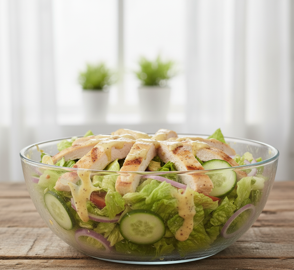 Sałatka z kurczakiem i dressingiem musztardowym