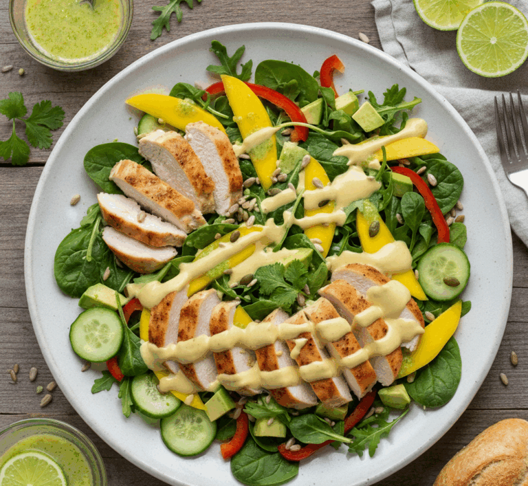 Sałatka z pieczonym kurczakiem i mango