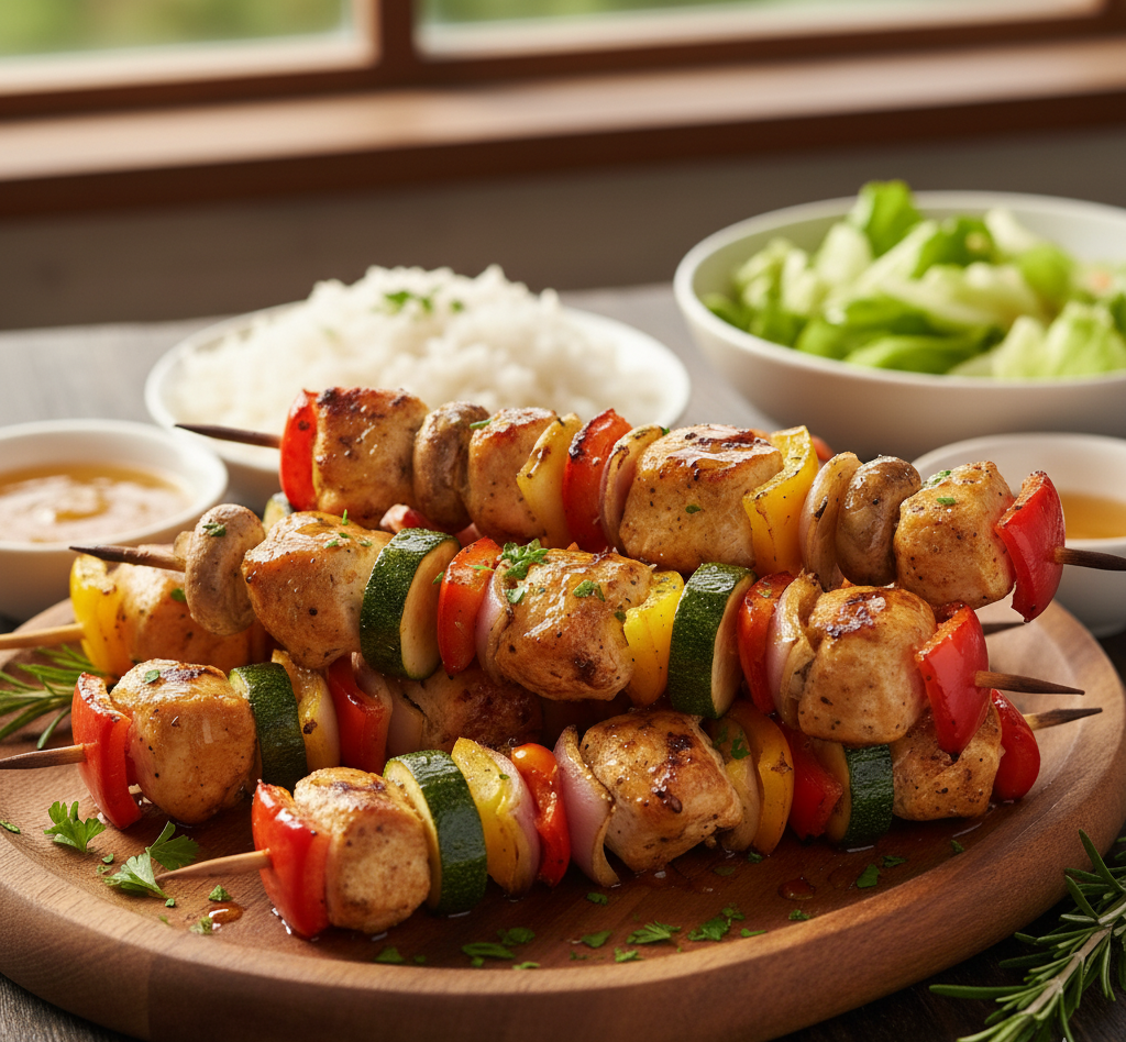 Szaszlyki z kurczakiem i warzywami Szaszłyki z kurczakiem i warzywami