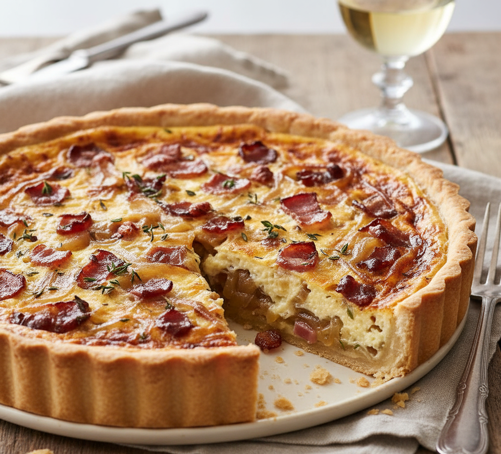 Tarta z boczkiem i karmelizowana cebula Tarta z boczkiem i karmelizowaną cebulą