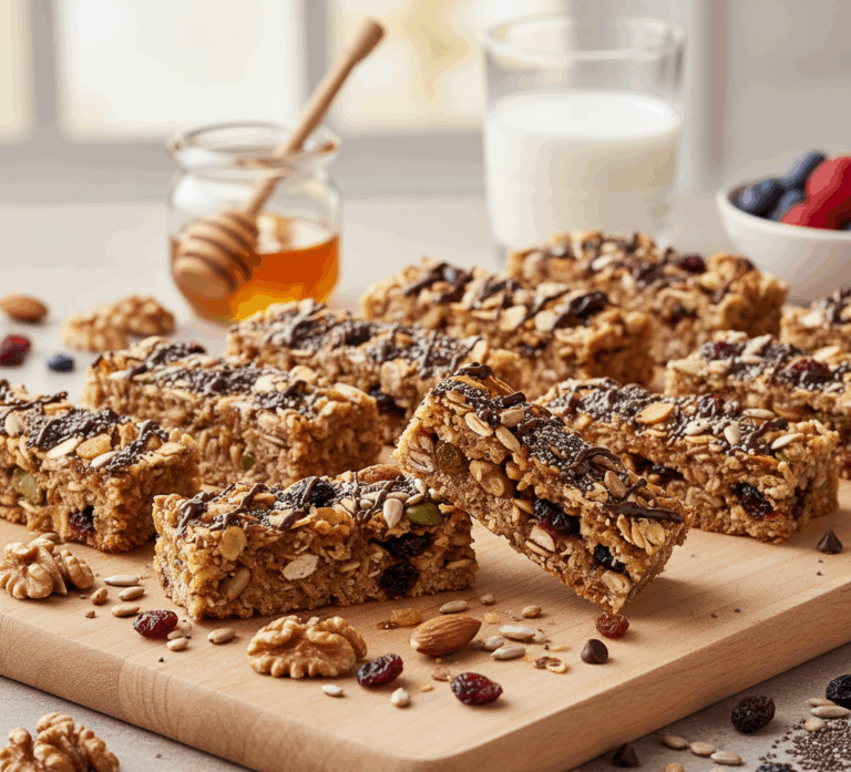 batoniki owsiane z miodem i bakaliami