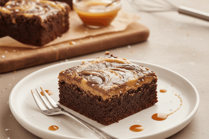Brownie z masłem orzechowym i solonym karmelem