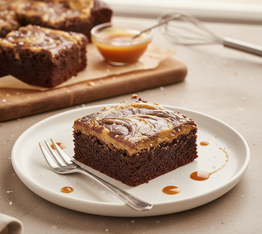 brownie z masłem orzechowym  solonym karmelem