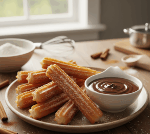churros z sosem czekoladowym