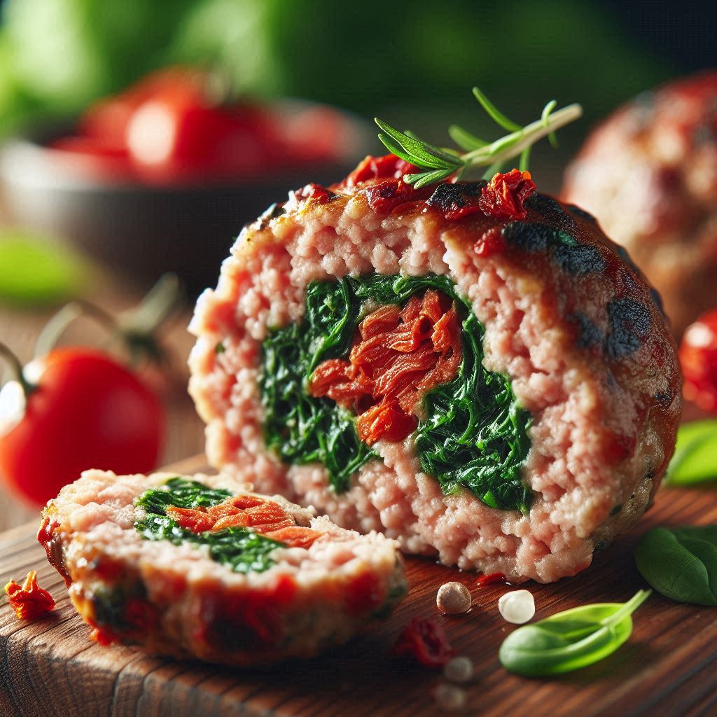 kotlety z indyka ze szpinakiem i mozzarellą