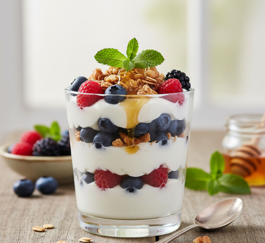 deser jogurtowy z owocami