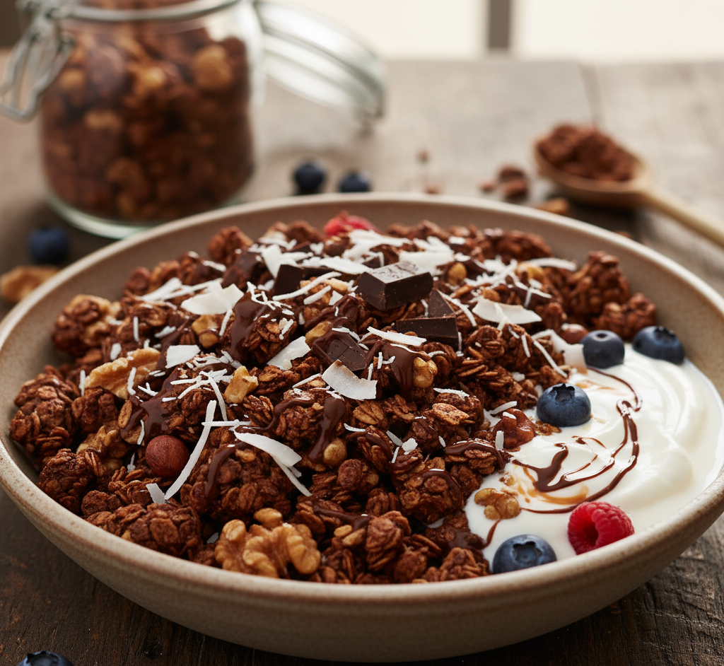 Granola czekoladowa z orzechami