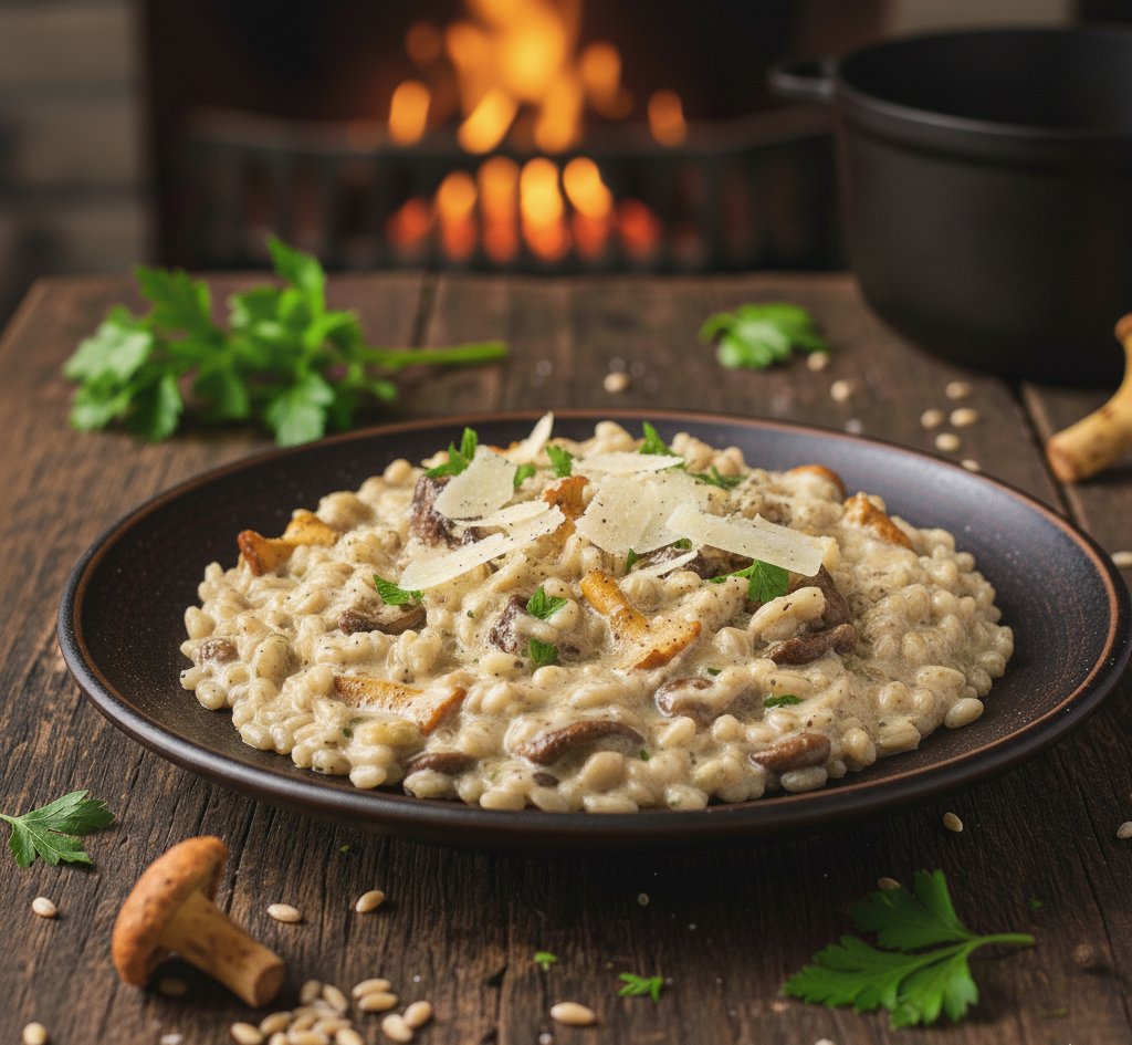 kaszotto z grzybami leśnymi