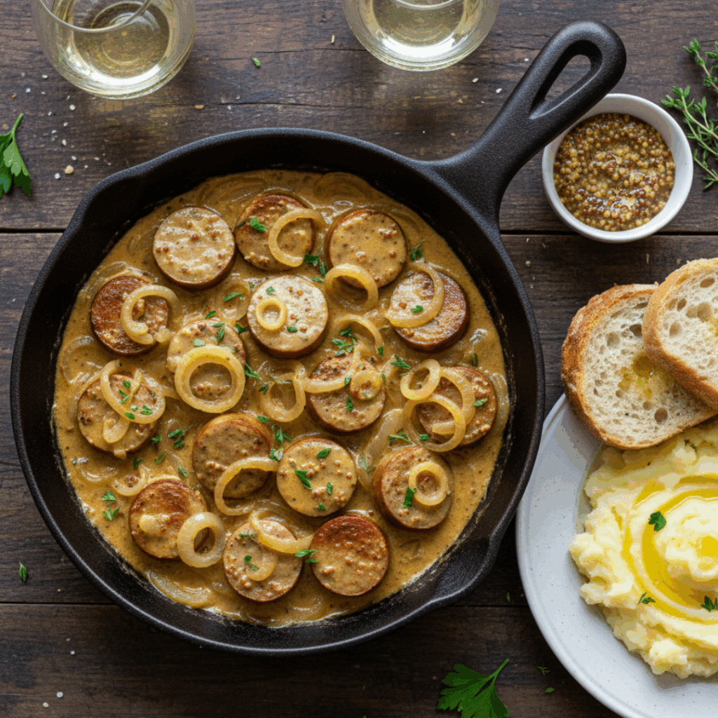 kiełbasa w sosie musztardowym